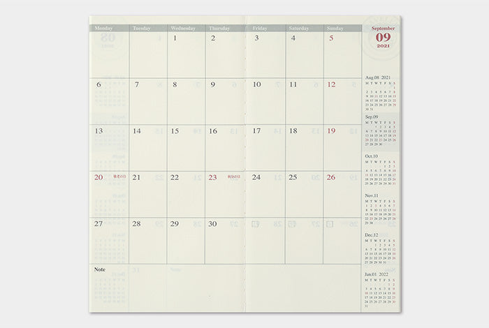 TRAVELER'S Notebook Refill 2021 Monthly