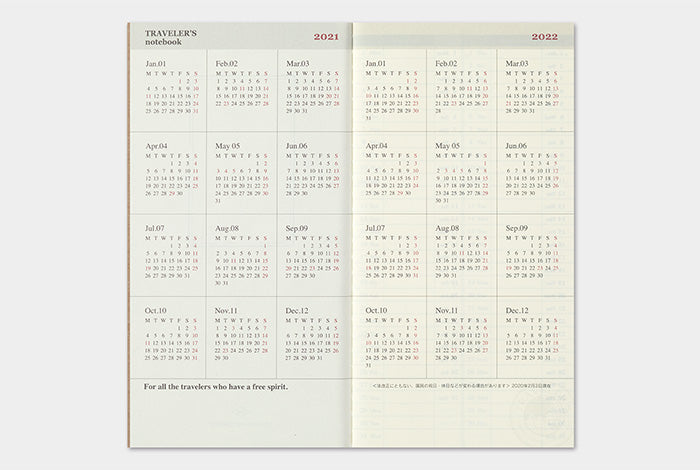 TRAVELER'S Notebook Refill 2021 Weekly + Memo