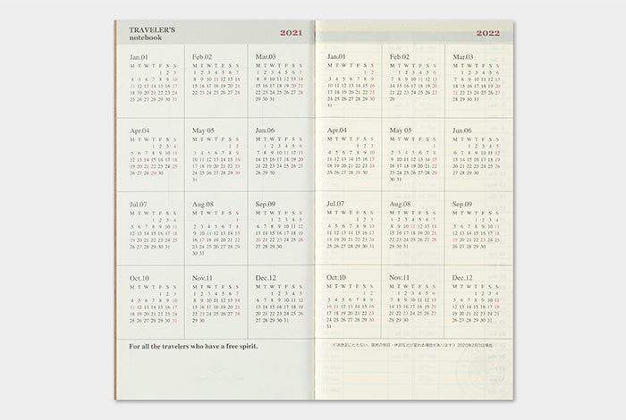 TRAVELER'S Notebook Refill 2021 Weekly Vertical
