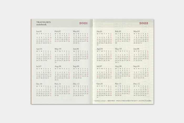 TRAVELER'S 2021 Notebook Passport Size Refill Weekly