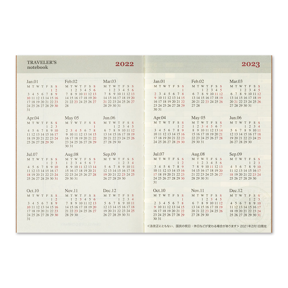 TRAVELER'S 2022 Notebook Passport Size Refill Monthly