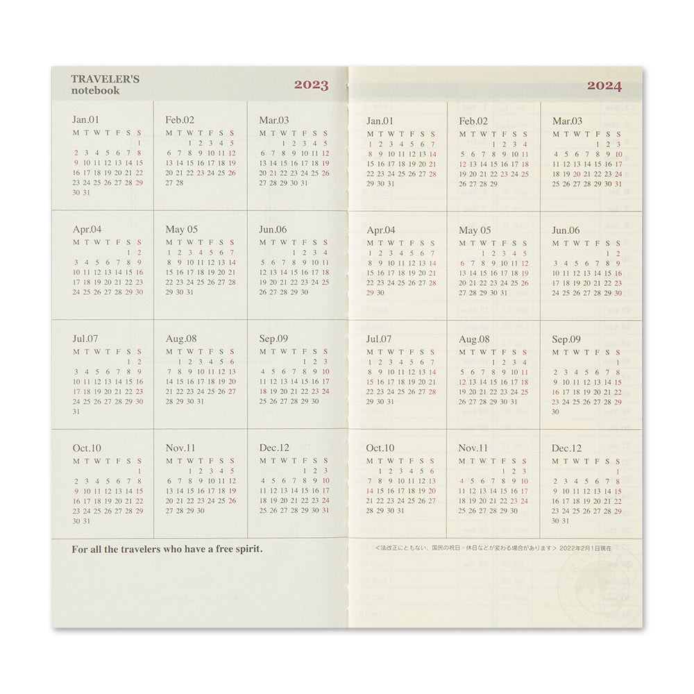 TRAVELER'S 2023 Notebook Refill Weekly Vertical