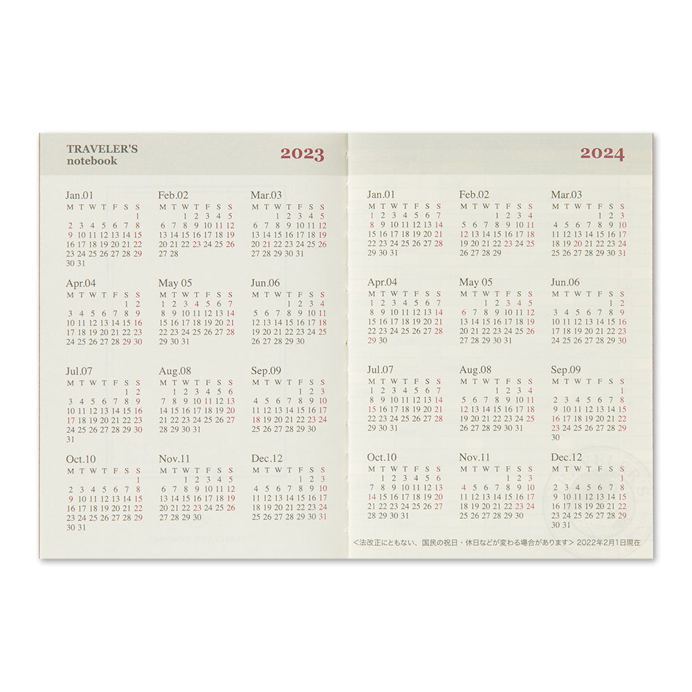 TRAVELER'S 2023 Notebook Passport Size Refill Monthly