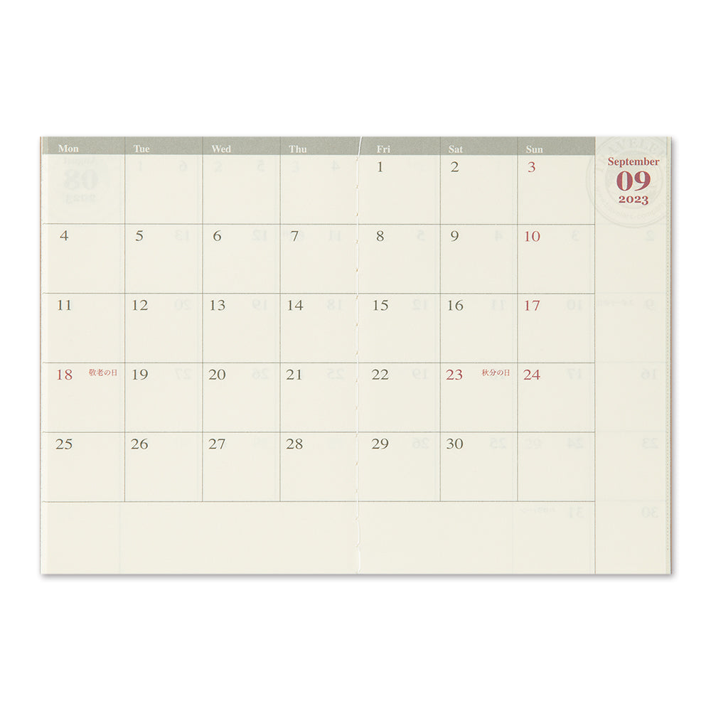 TRAVELER'S 2023 Notebook Passport Size Refill Monthly