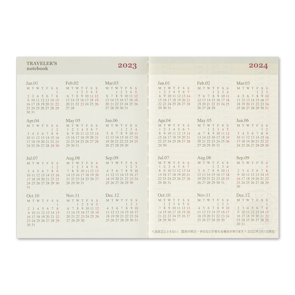 TRAVELER'S 2023 Notebook Passport Size Refill Weekly