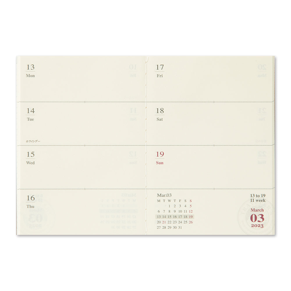 TRAVELER'S 2023 Notebook Passport Size Refill Weekly