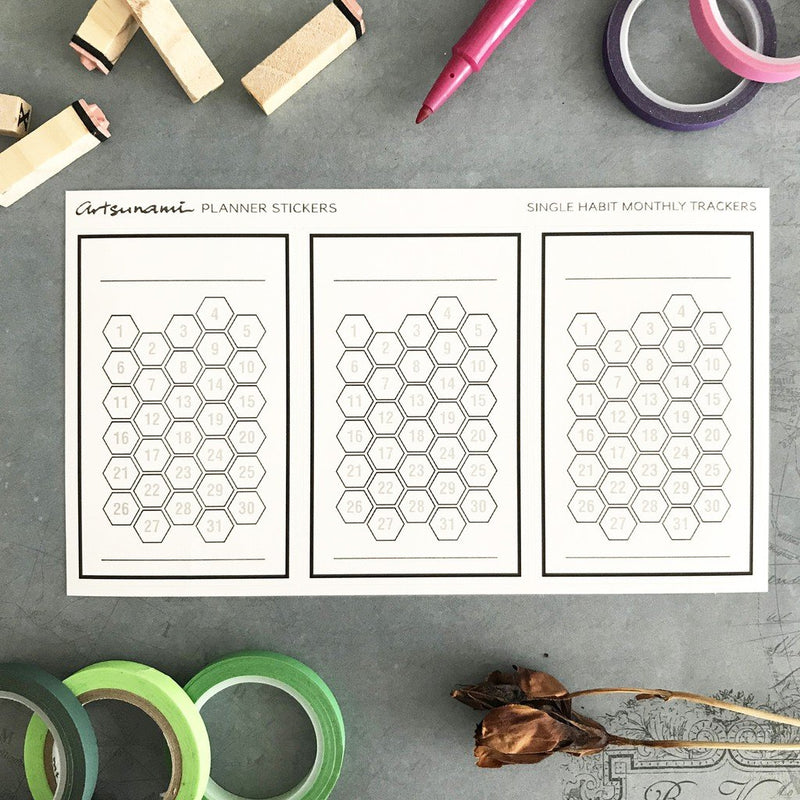 ARTSUNAMI Planner Sticker Single Monthly Habit Tracker