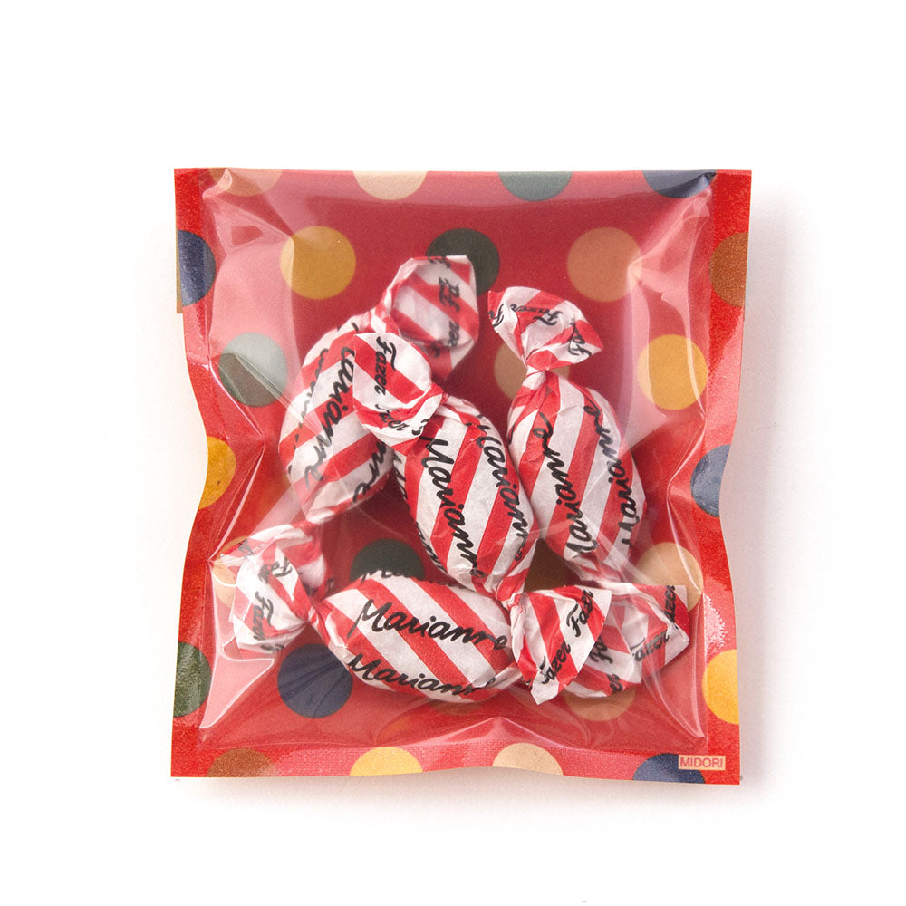 MD CH Clear Faced Bag S Kraft Multi Dot Red