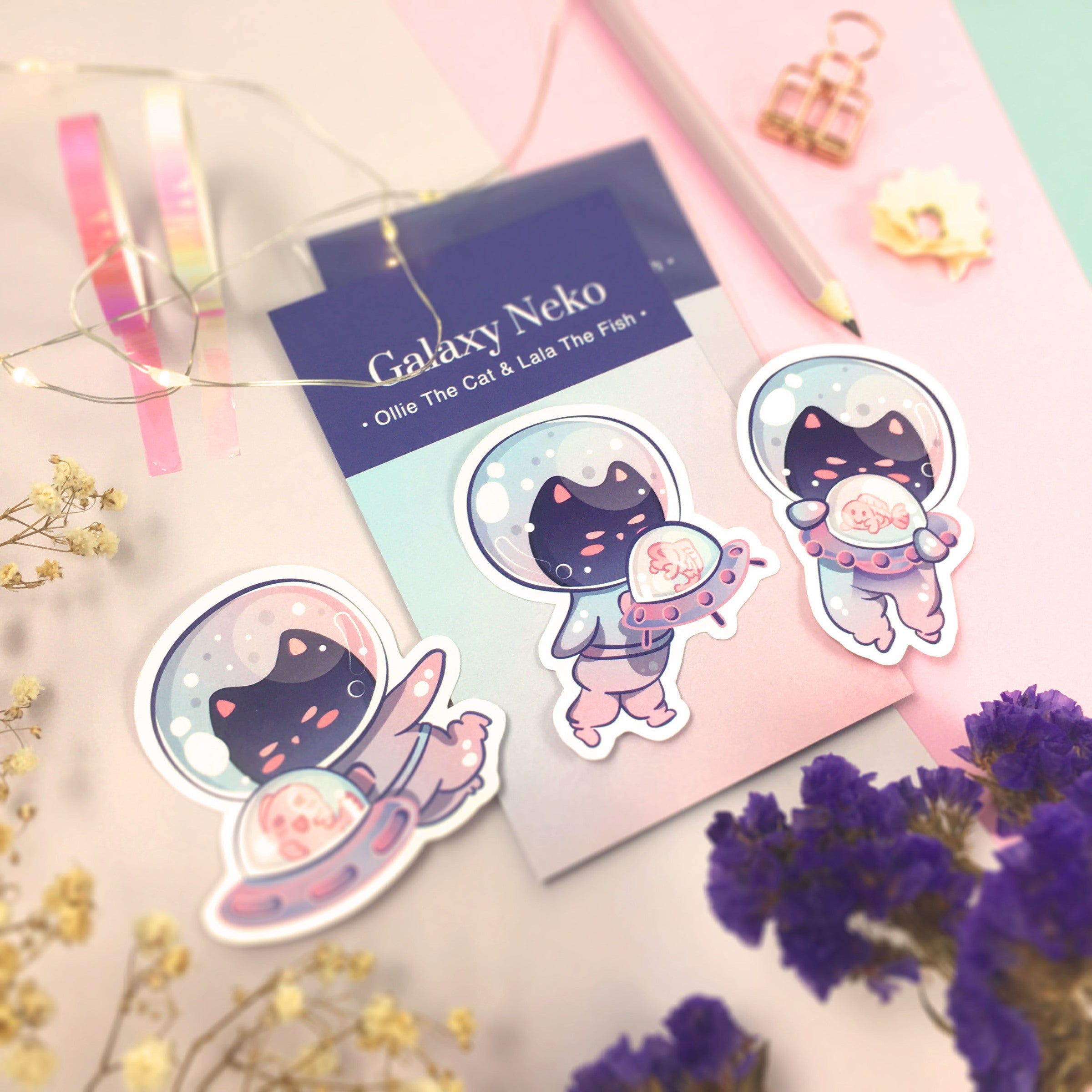 TFT Sticker Pack Galaxy Neko Ollie-The Cat+Lala The Fish