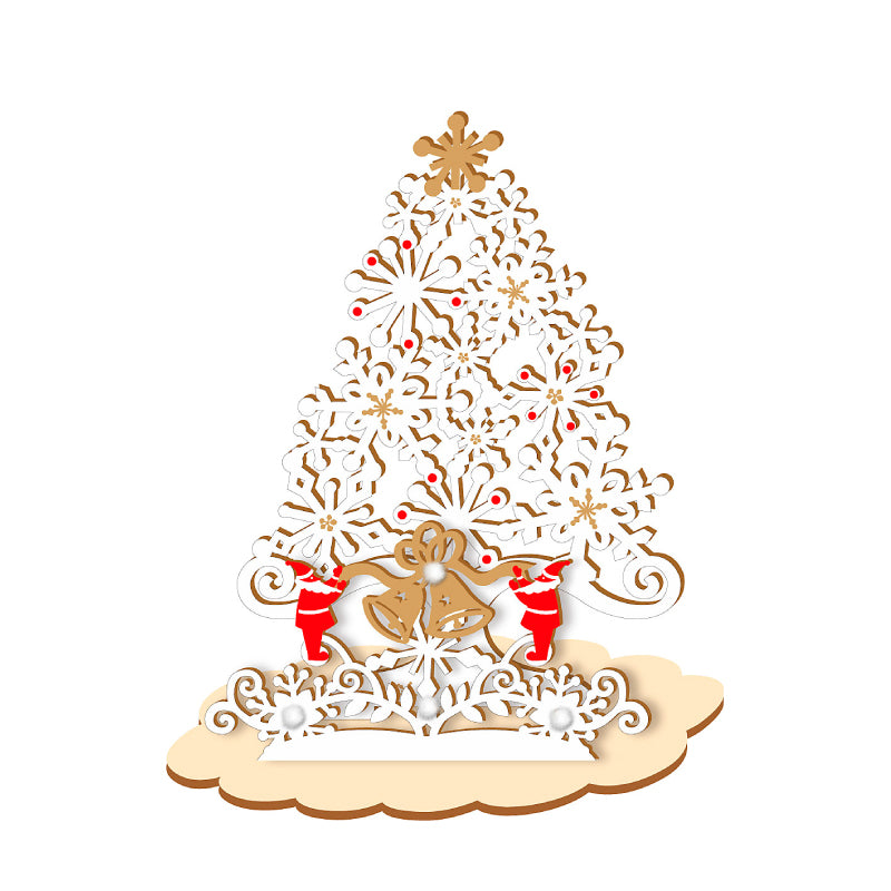 Xmas Wood Stand Card White Tree