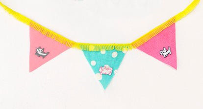 AIUEO Applique Stars Neko Border Navy
