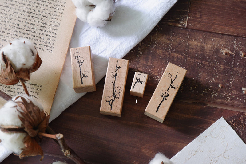 WLEKD Stationery Rubber Stamps - Cotton Flowers