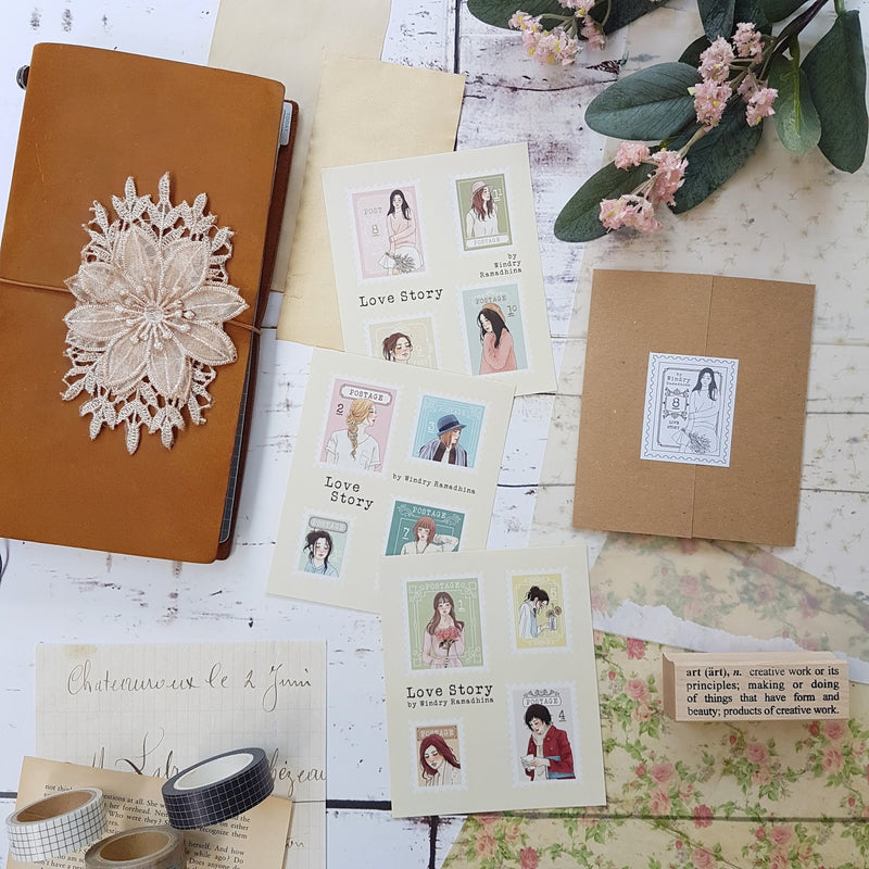 WINDRY Love Story Postal Stamp Sticker Set
