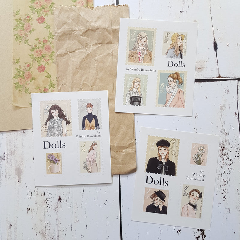 WINDRY Dolls Postal Stamp Stickers Set