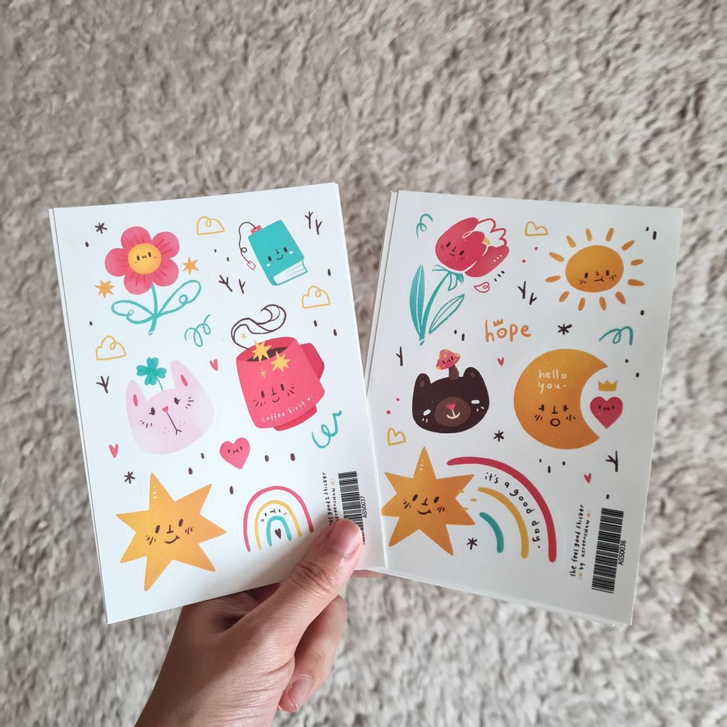AZREENCHAN Sticker Sheet Waterproof Feel Good 2