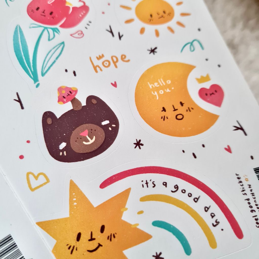 AZREENCHAN Sticker Sheet Waterproof Feel Good 2