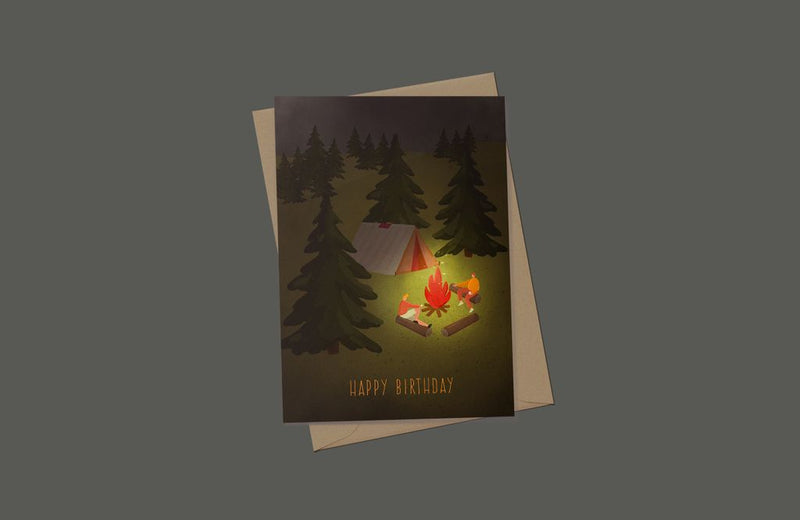 EJMEMENTO Greeting Card Bonfire Birthday