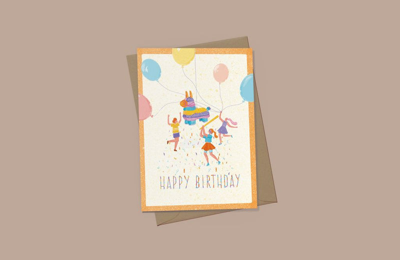 EJMEMENTO Greeting Card Hitting the Pinata