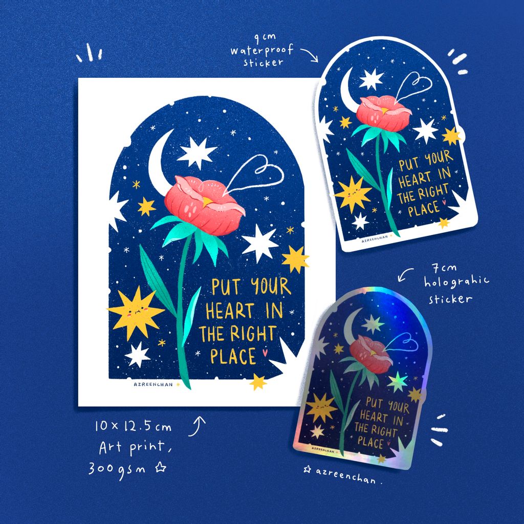 AZREENCHAN Art Print Postcard+Sticker Put Your Heart In The Right Place