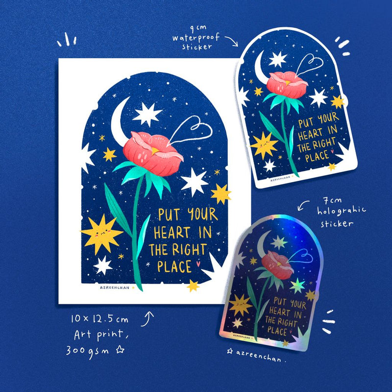 AZREENCHAN Art Print Postcard+Sticker Put Your Heart In The Right Place