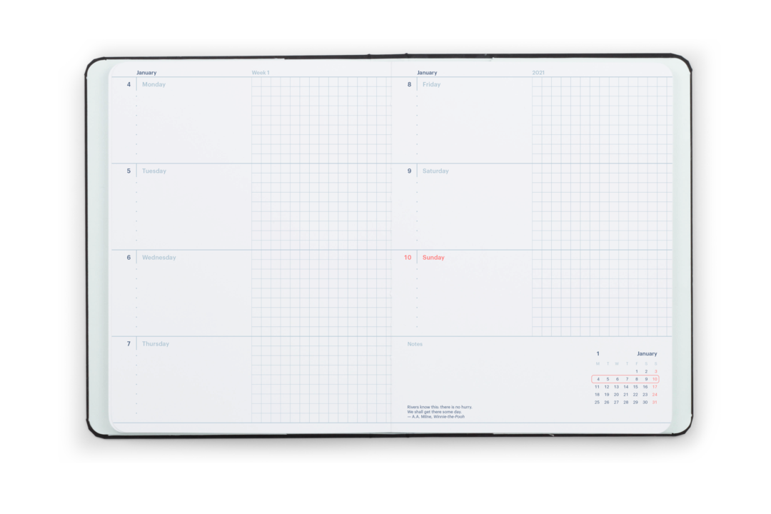 MOSSERY 2021 Hardcover Planner Monthly+Weekly Horizontal-Black Speckle 025