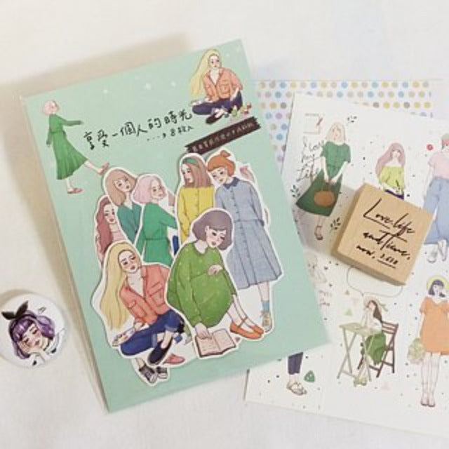 STARLULULU Enjoy Alone Time Girl Sticker Set of 8x