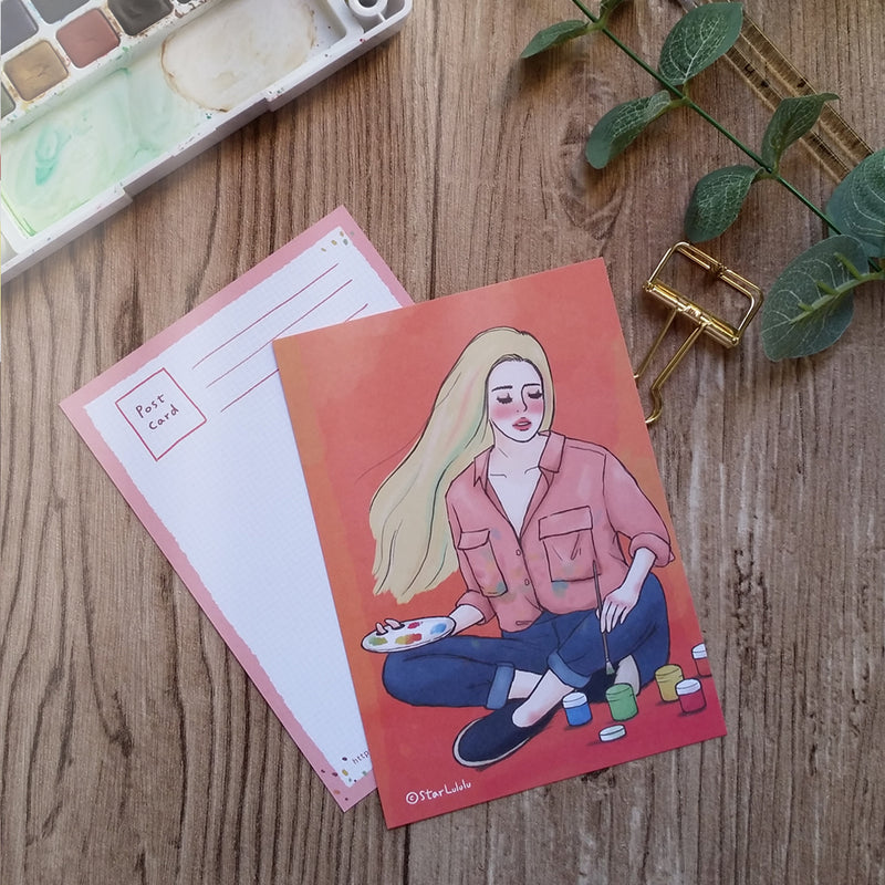 STARLULULU Girl Postcard Watercolor Girl