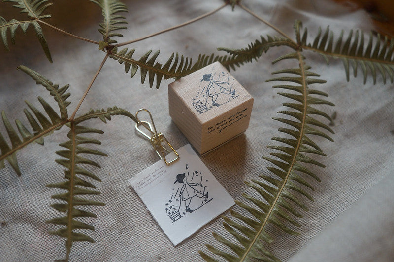 YAMADORO Rubber Stamp Star Girls+Wooden Horse Set