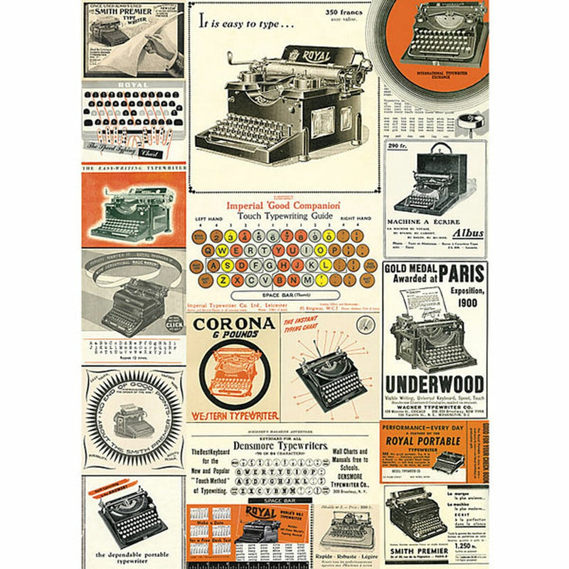 CAVALLINI Wrapping Paper VINTAGE TYPEWRITERS