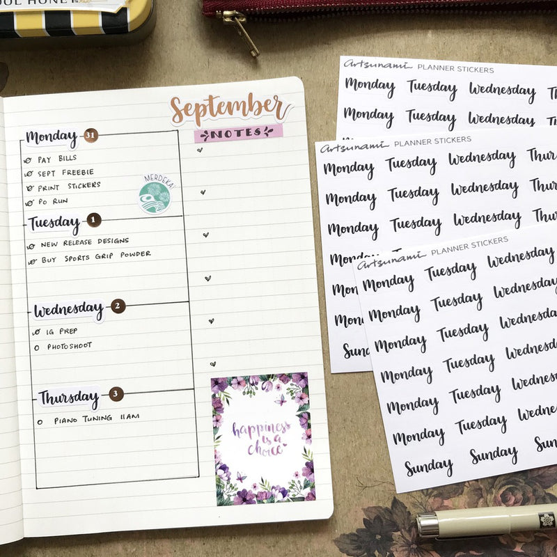 ARTSUNAMI Planner Stickers Handletterd Days 02