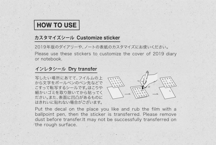 TRAVELER'S Notebook Customized Sticker Set for Diary 2019