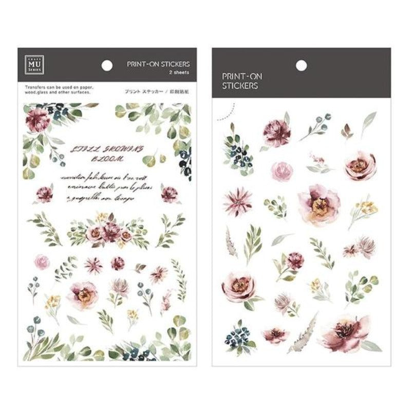 MU Craft Print-On Sticker Watercolor Blooms 088