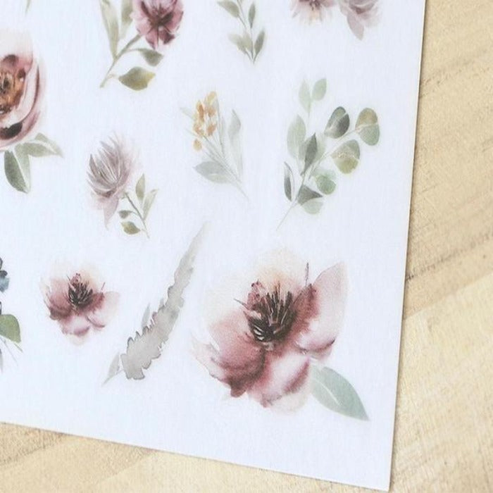 MU Craft Print-On Sticker Watercolor Blooms 088