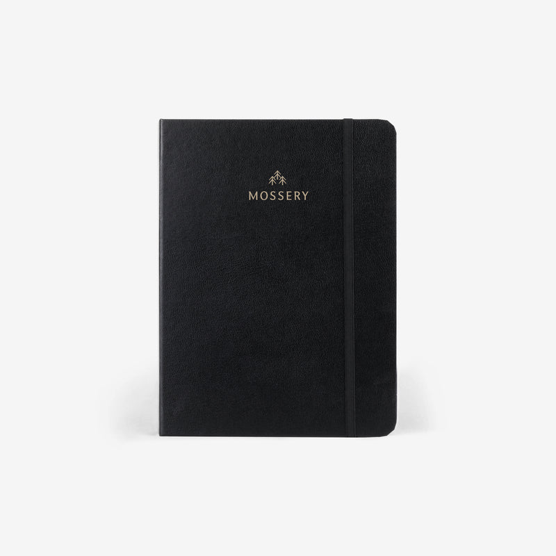 MOSSERY 2021 Hardcover Planner Monthly+Weekly Vertical-Black Hide 034