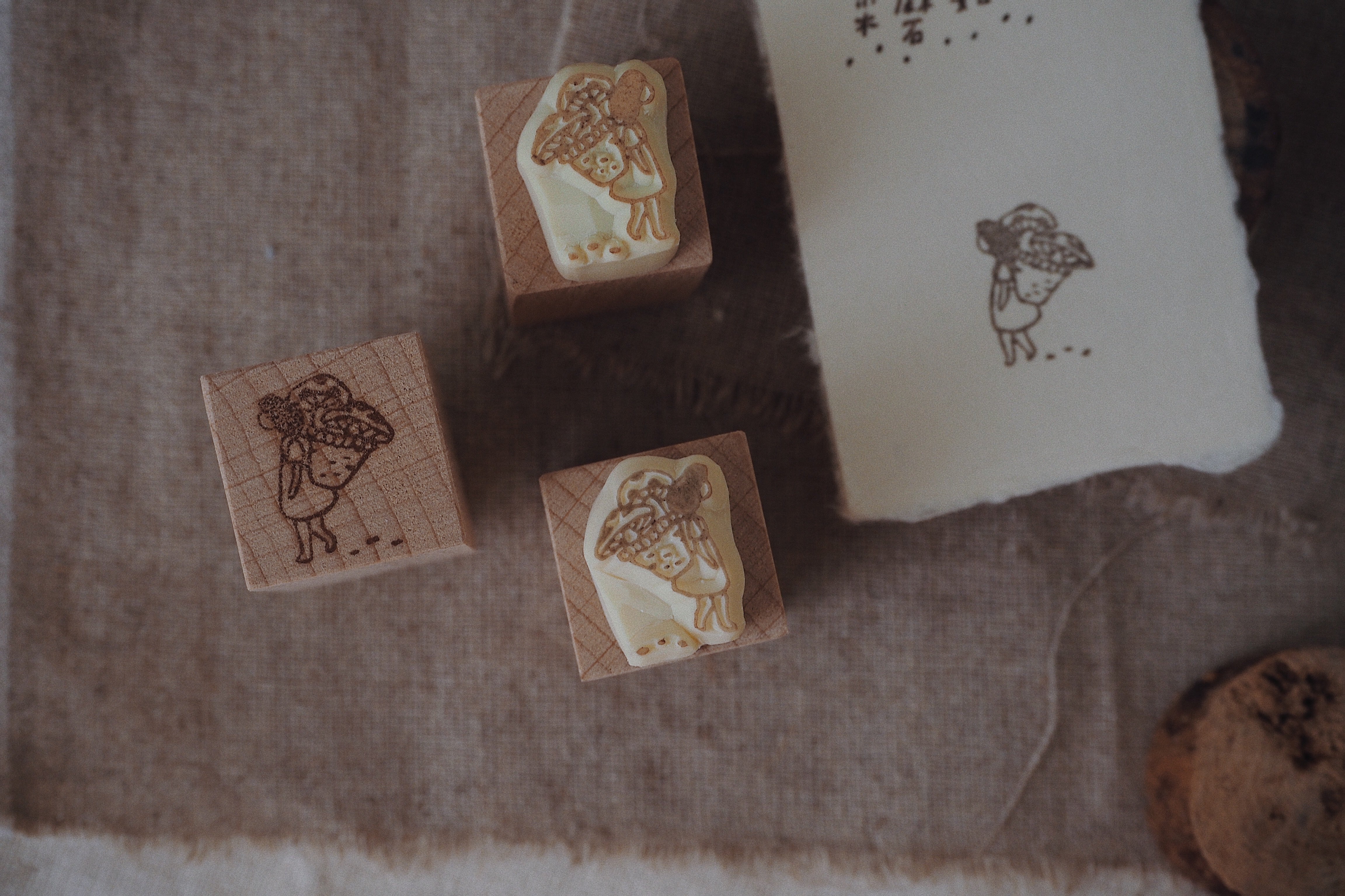 BIG HANDS Handcrafted Rubber Stamp Let's Pick Some Mushrooms