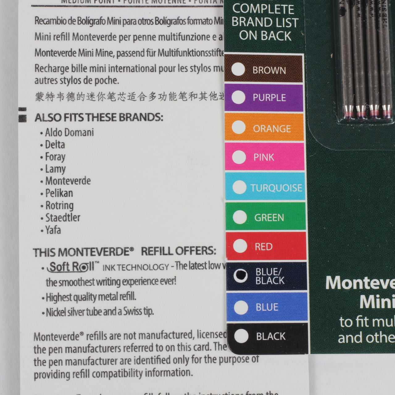 MONTEVERDE Soft Roll Mini D1 Ballpoint Refill (M) Black