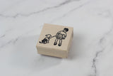 100 PROOF PRESS Wooden Rubber Stamp Boy with Dog