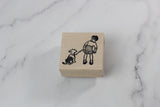 100 PROOF PRESS Wooden Rubber Stamp Boy with Dog