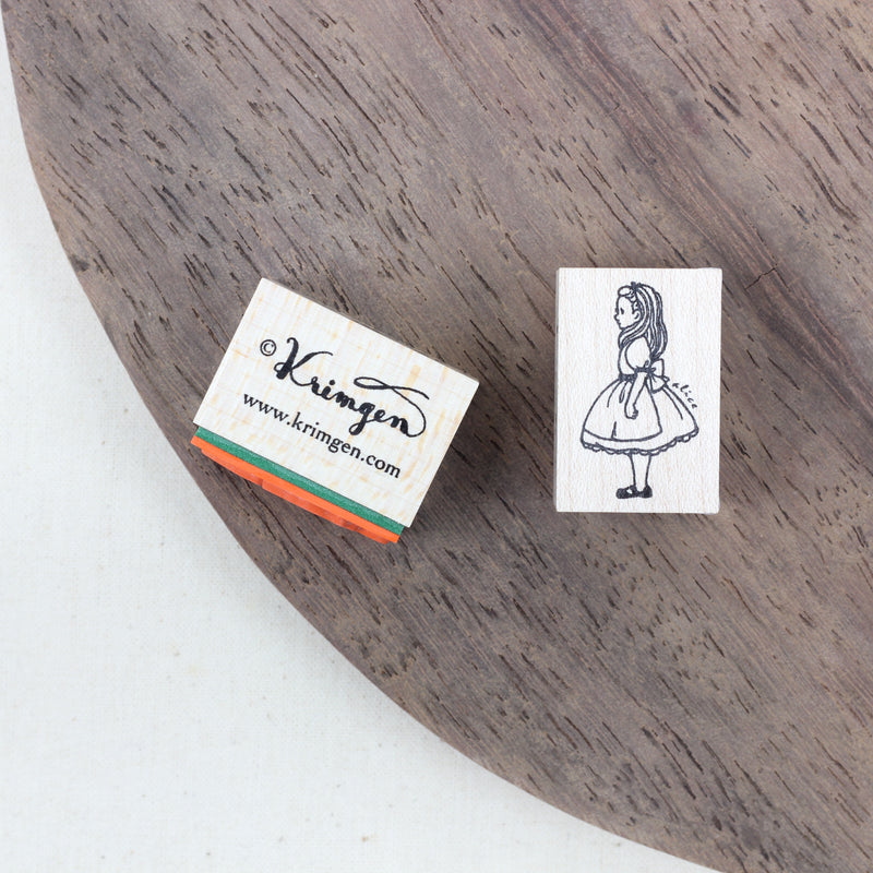 KRIMGEN Wooden Rubber Stamp Waitress Alice