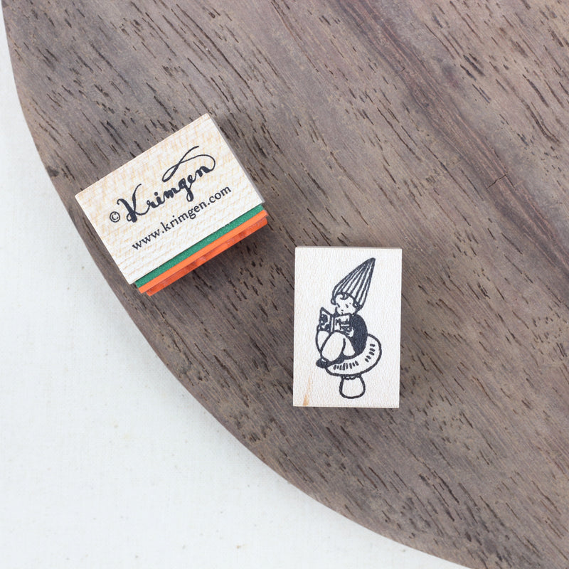 KRIMGEN Wooden Rubber Stamp Girl Reading Book