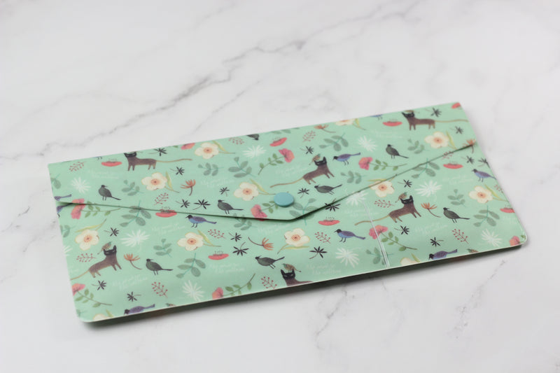 Willow Pattern Soft Passport Wallet Mint Cat