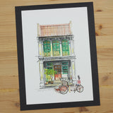 LORONGANDLANE A4 Print House with Green Windows