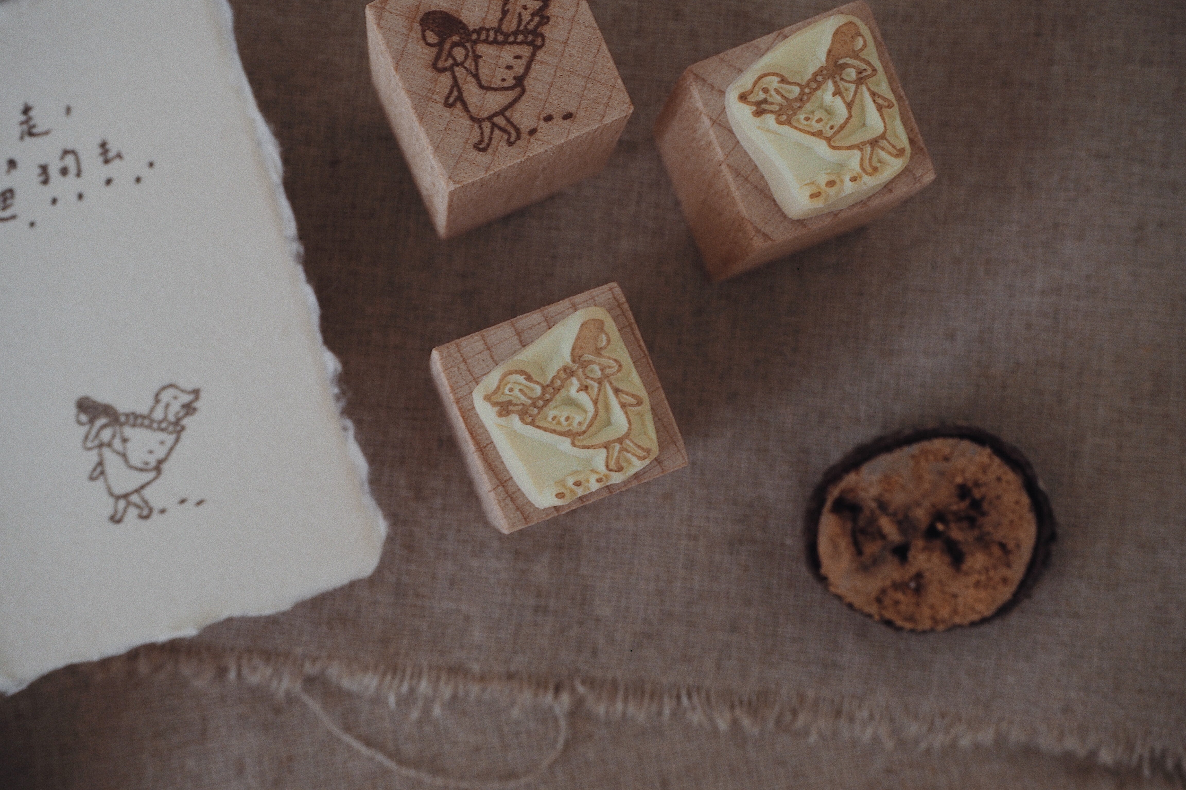 BIG HANDS Handcrafted Rubber Stamp Let's Walk The Dog