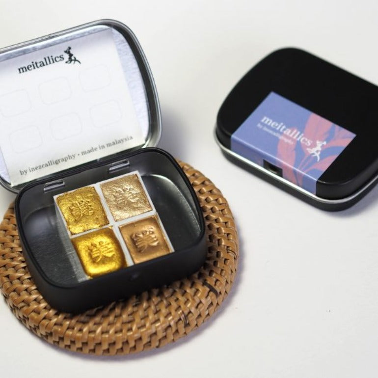 KLIGRAPHY Watercolor Half Pan Meitallics Golden Set