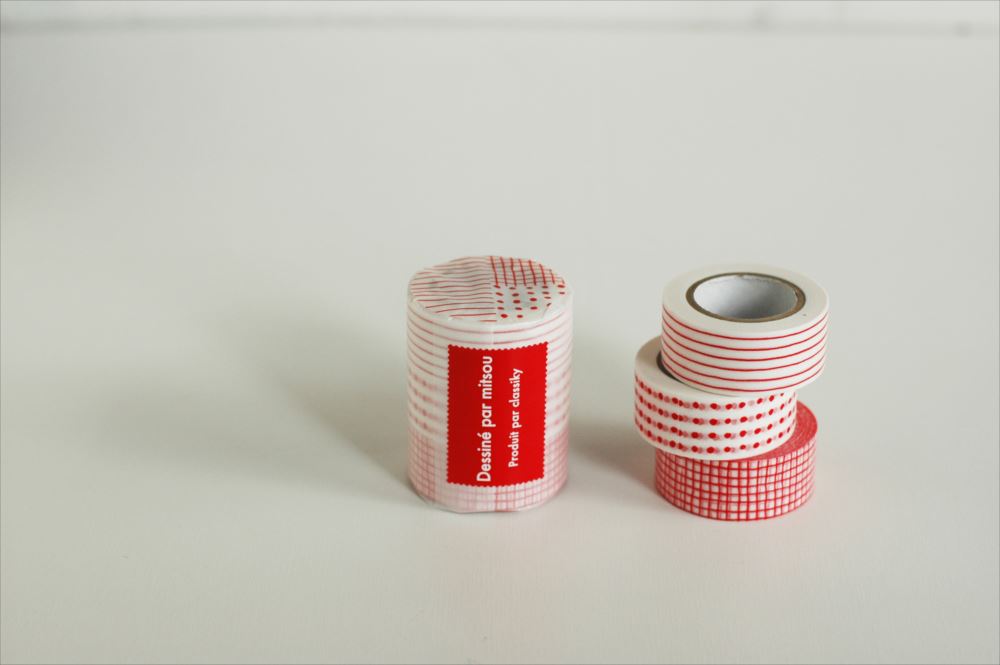 CLASSIKY Mitsou Masking Tape 3Designs Red Set
