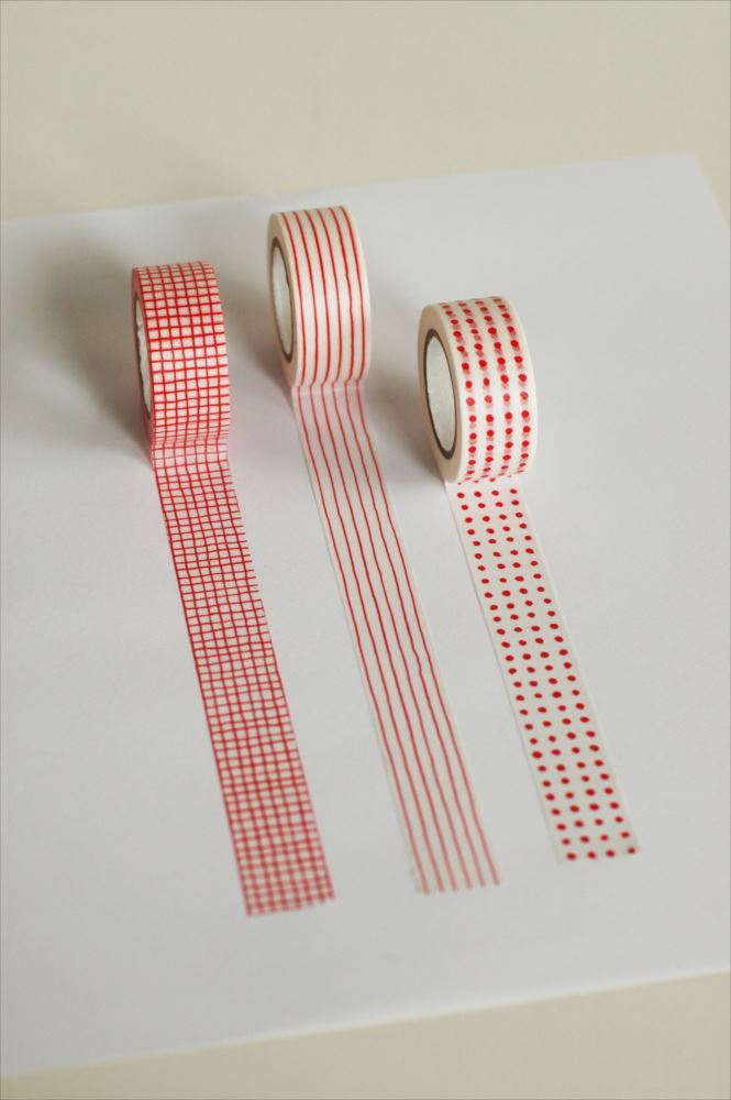 CLASSIKY Mitsou Masking Tape 3Designs Red Set