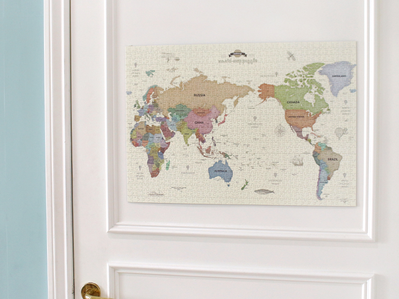 INDIMAP Puzzle 500pcs (World Map) Pastel