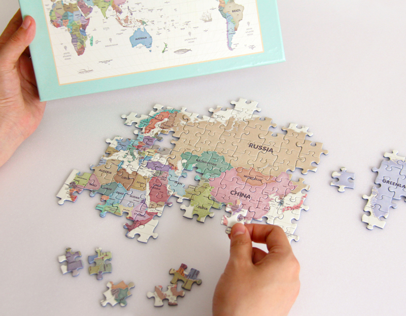 INDIMAP Puzzle 500pcs (World Map) Pastel