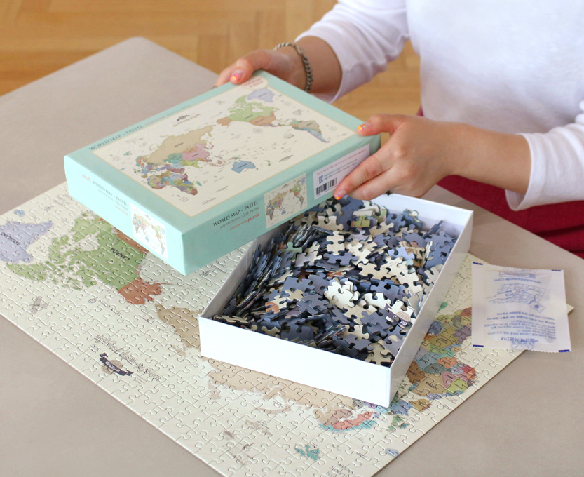 INDIMAP Puzzle 1000pcs (World Map) Pastel