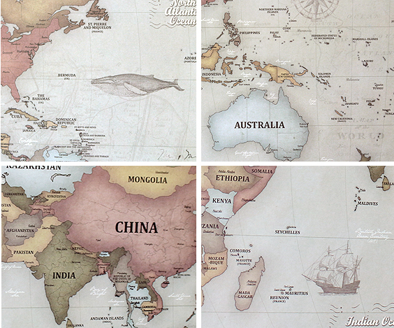 INDIMAP Deco Travel World Map (Renewal) Retro